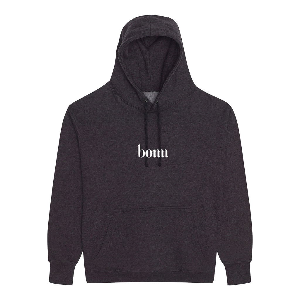 Bomm Black Hoodie White Text